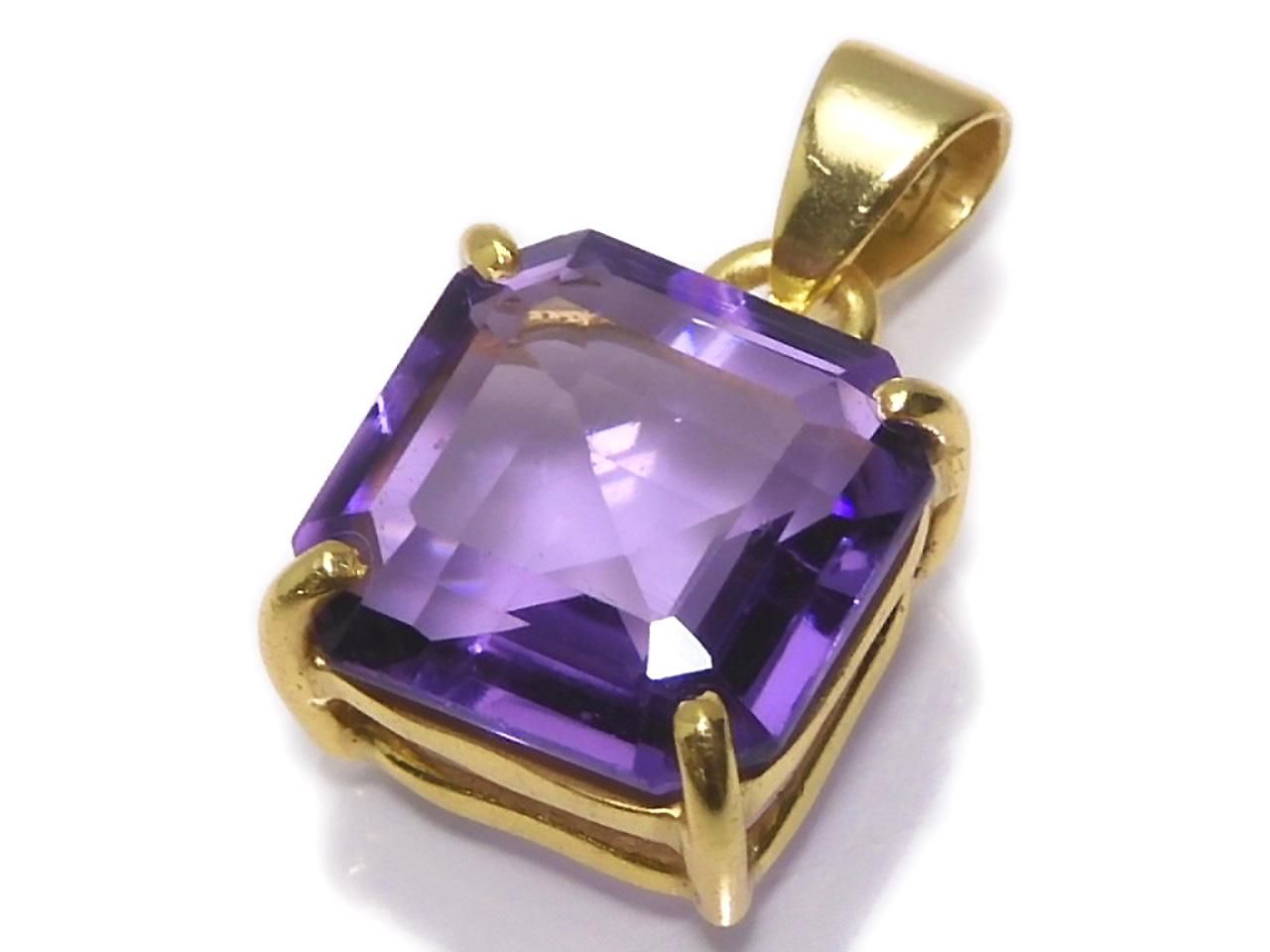 High Quality Amethyst AAA Faceted Pendant 18KGP NO.128 [One of a kind]