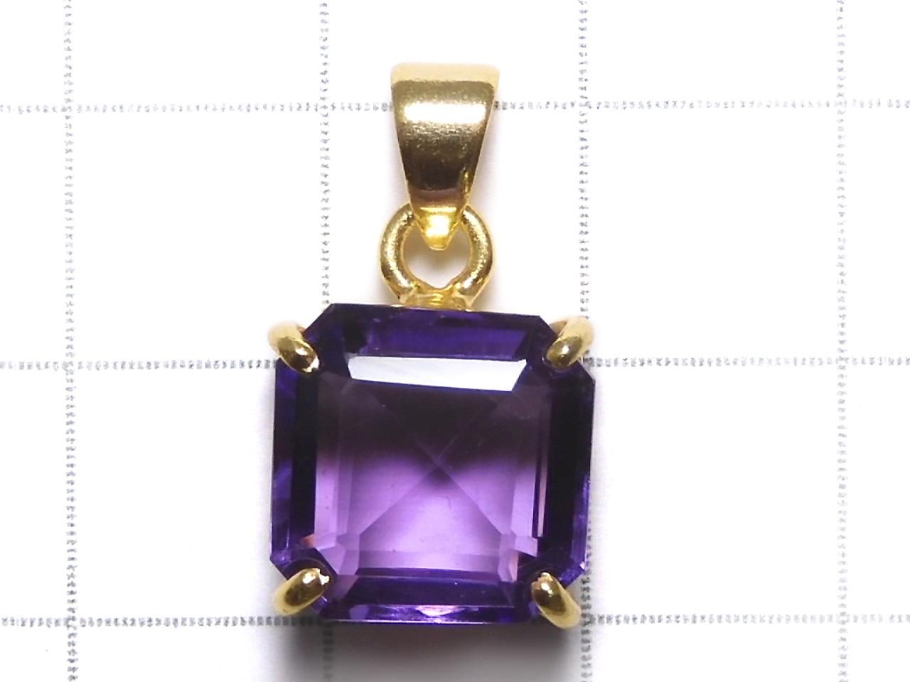 High Quality Amethyst AAA Faceted Pendant 18KGP NO.128 [One of a kind]