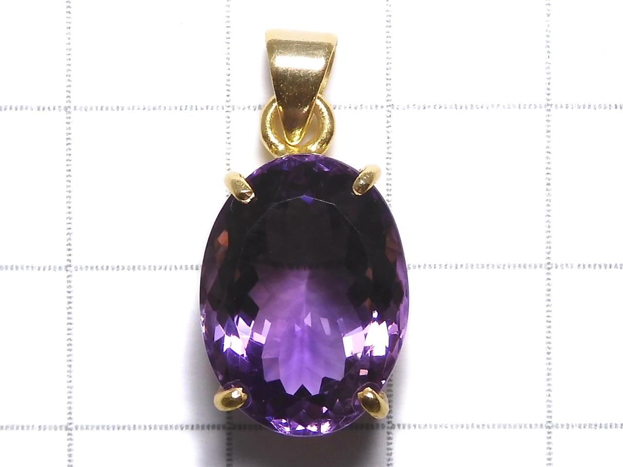 High Quality Amethyst AAA Faceted Pendant 18KGP NO.129 [One of a kind]