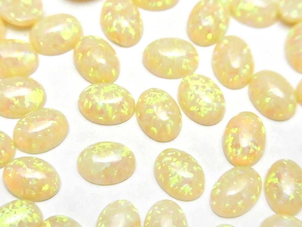 Kyoto Opal Oval Cabochon 8x6mm [Light Yellow] 2pcs