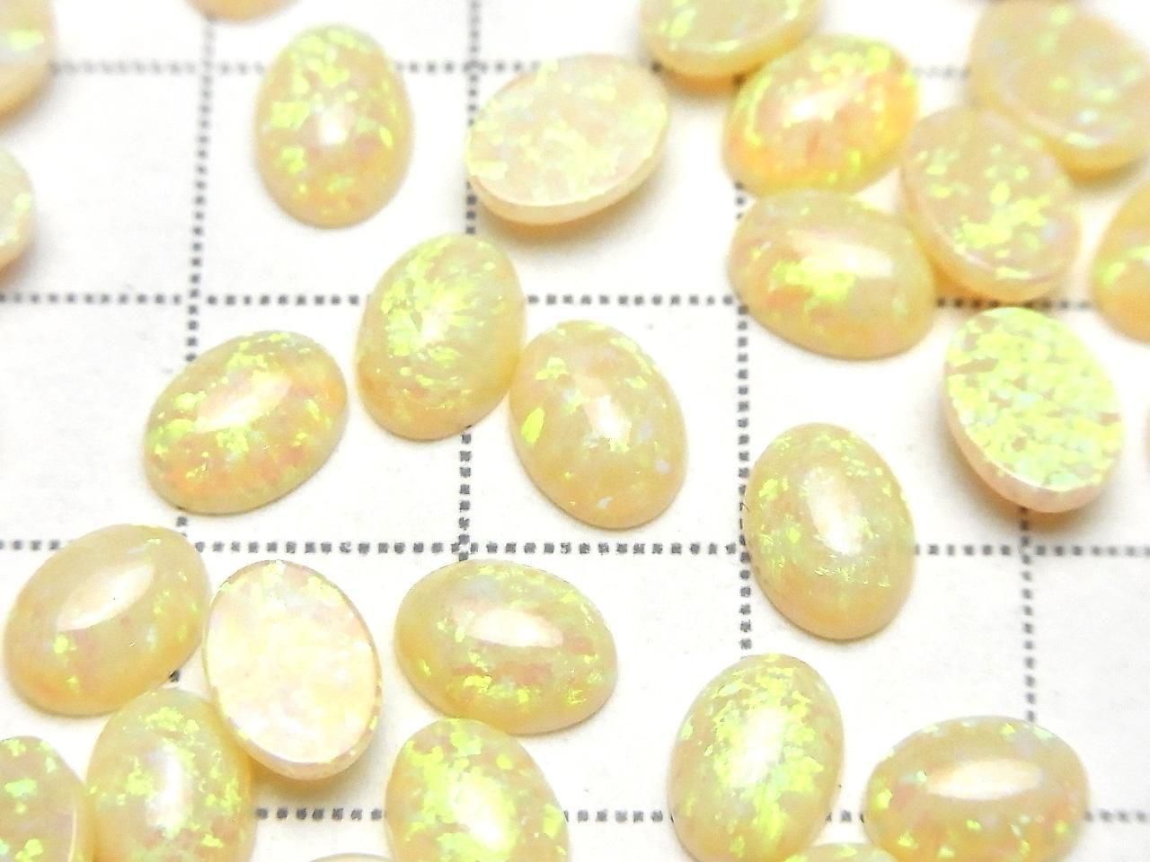 Kyoto Opal Oval Cabochon 8x6mm [Light Yellow] 2pcs