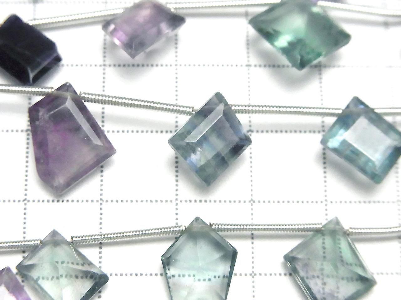 High Quality Multicolor Fluorite AAA- Fancy Shape Cut 1strand beads (8pcs)