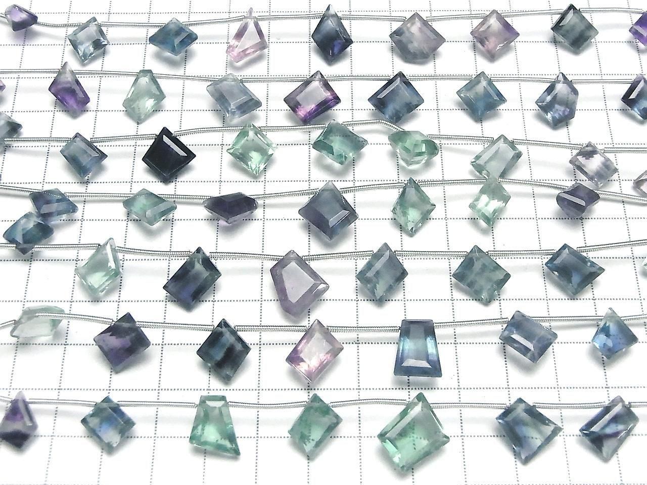 High Quality Multicolor Fluorite AAA- Fancy Shape Cut 1strand beads (8pcs)