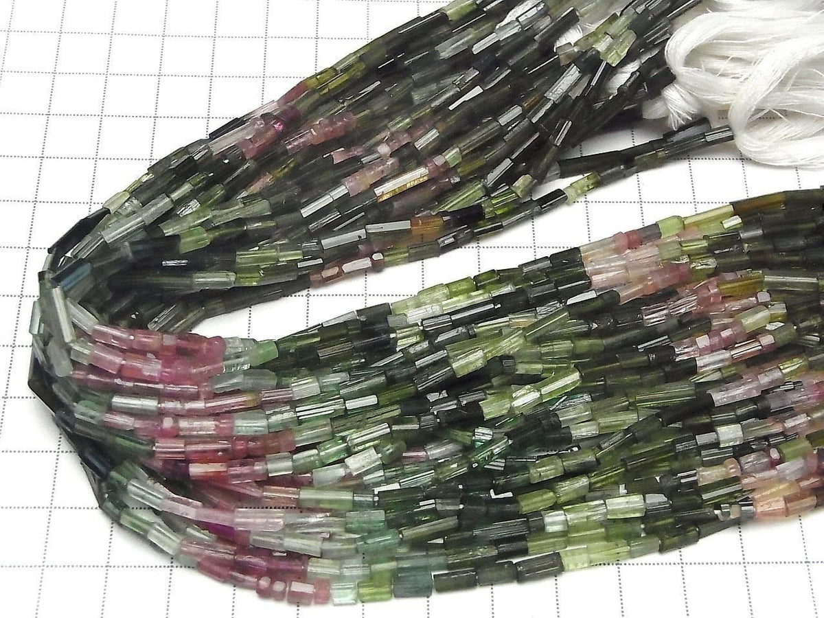 Multicolor Tourmaline AA++ Rough Tube 1strand beads (approx. 12 inches/30 cm)