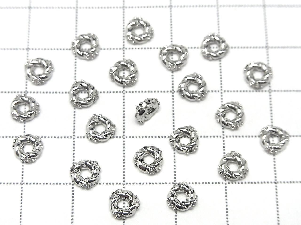 Metal parts Rondelle 6x6x2mm Silver color (with CZ) 2pcs