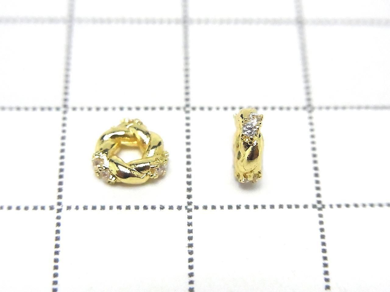 Metal parts Rondelle 6x6x2mm Gold color (with CZ) 2pcs