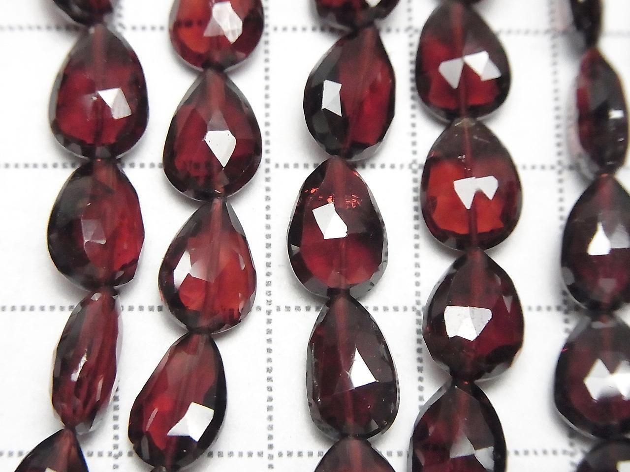 High Quality Mozambique Garnet AAA- Vertical Hole Faceted Pear Shape Half or 1strand beads (approx. 8 inches/20 cm)