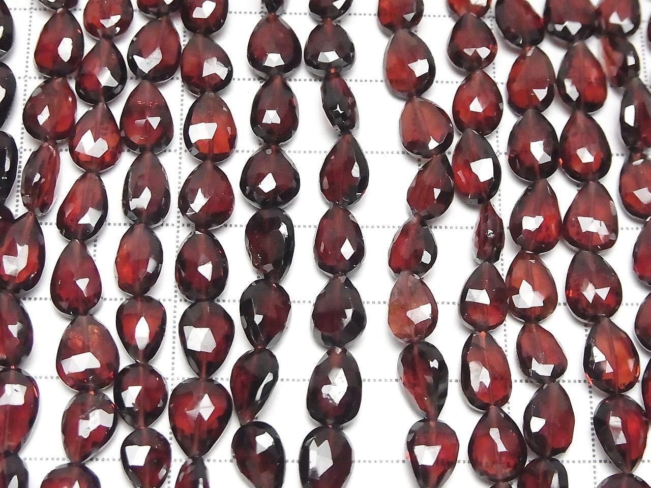 High Quality Mozambique Garnet AAA- Vertical Hole Faceted Pear Shape Half or 1strand beads (approx. 8 inches/20 cm)
