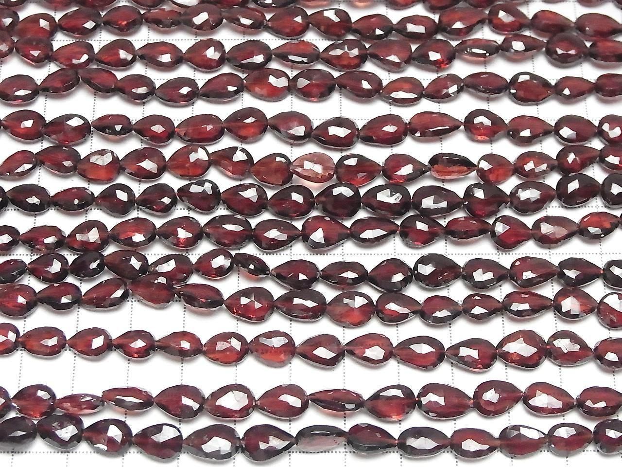 High Quality Mozambique Garnet AAA- Vertical Hole Faceted Pear Shape Half or 1strand beads (approx. 8 inches/20 cm)