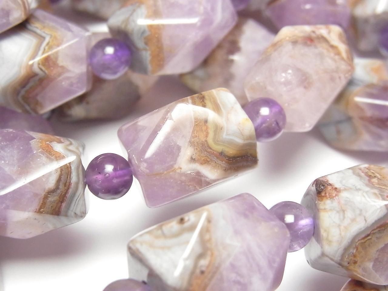 Amethyst Rectangle Faceted Tube & Round 6mm 1strand beads (Bracelet)