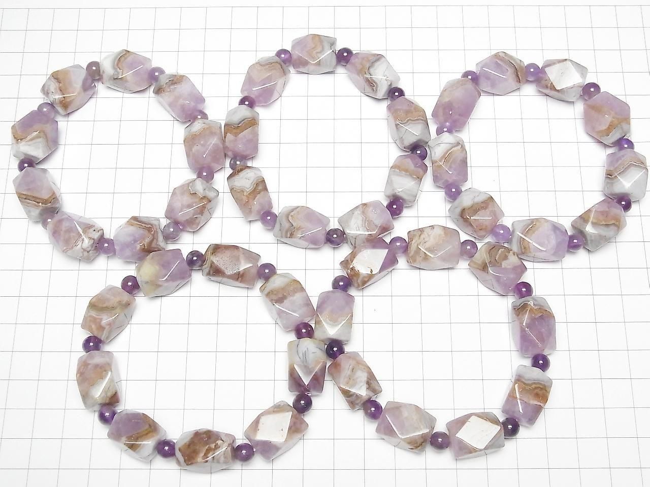Amethyst Rectangle Faceted Tube & Round 6mm 1strand beads (Bracelet)