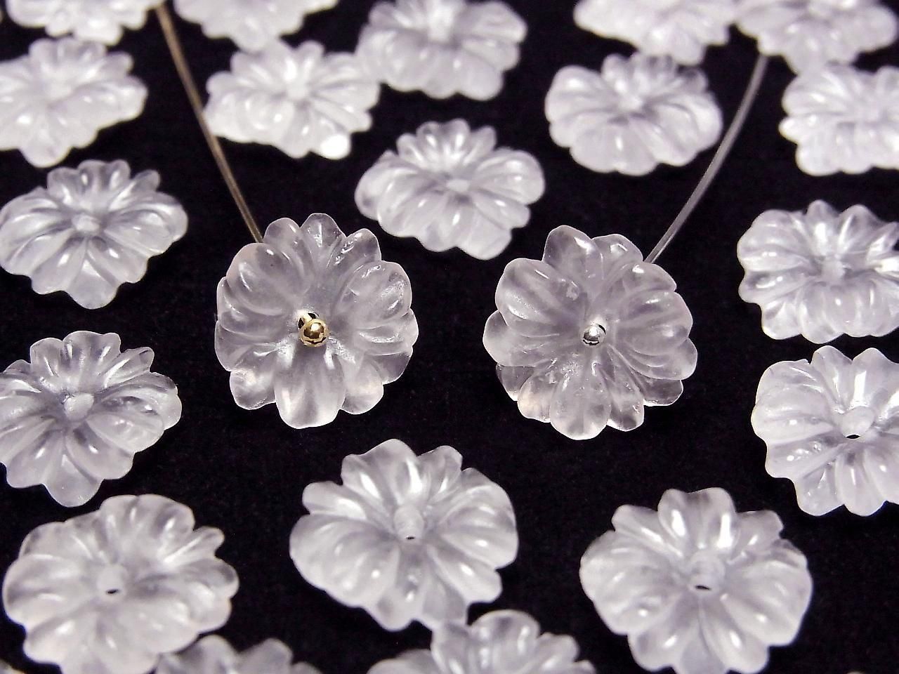 Rose Quartz AAA Flower 12mm Center Hole 2pcs