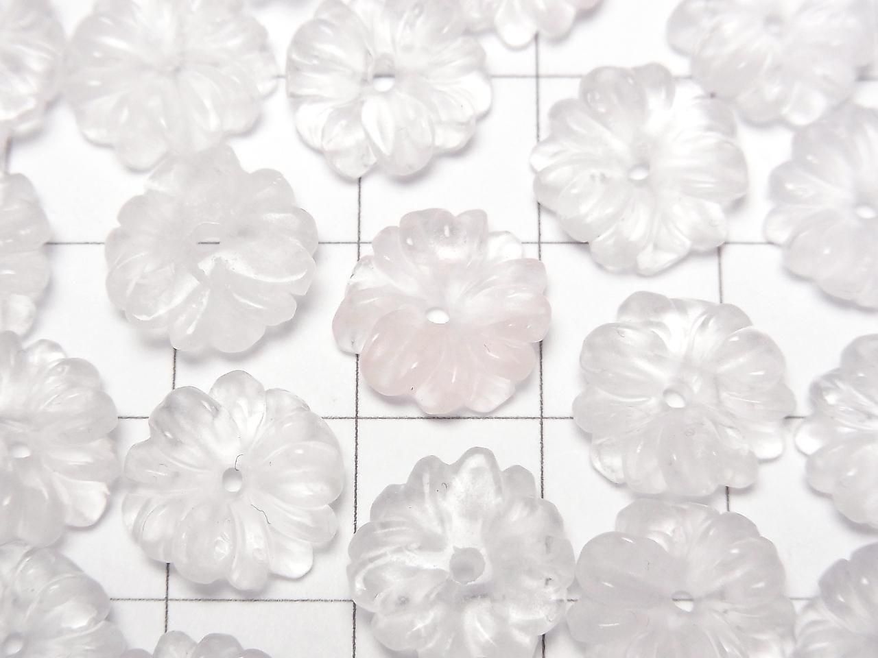 Rose Quartz AAA Flower 12mm Center Hole 2pcs