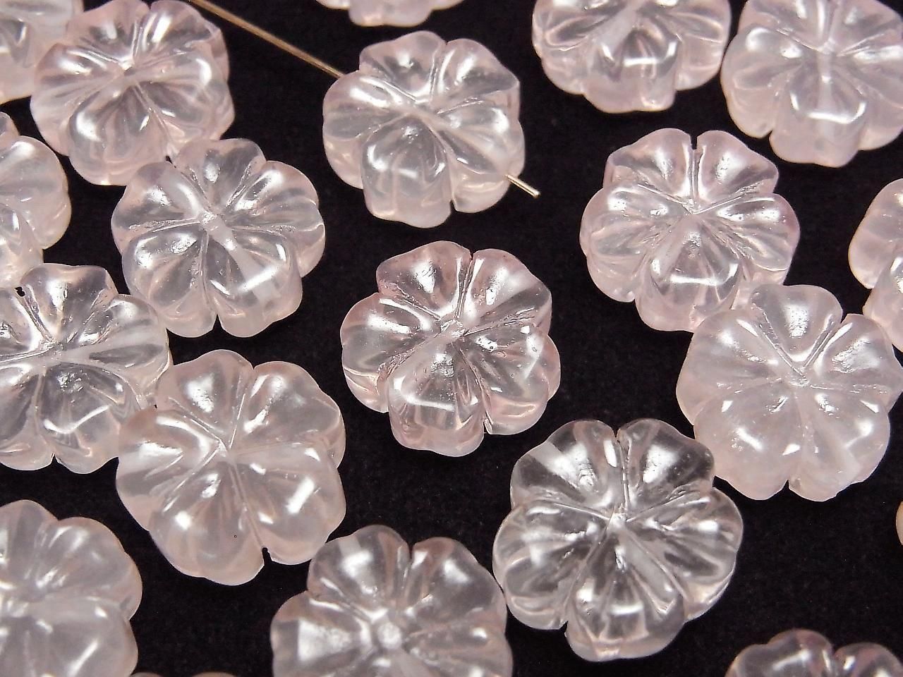 Rose Quartz AAA Flower Motif 14mm [Drilled Hole] 1pc