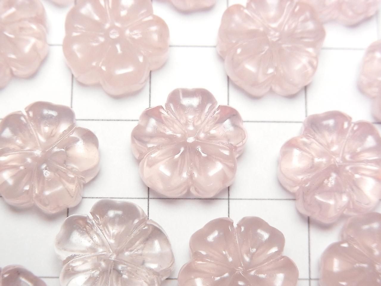 Rose Quartz AAA Flower Motif 14mm [Drilled Hole] 1pc