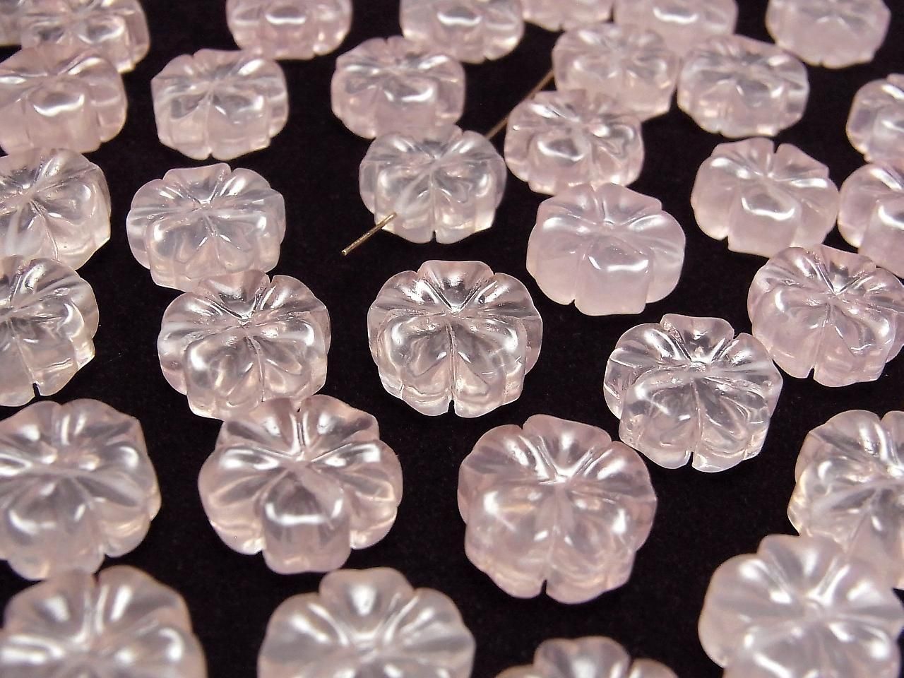 Rose Quartz AAA Flower Motif 14mm [Drilled Hole] 1pc