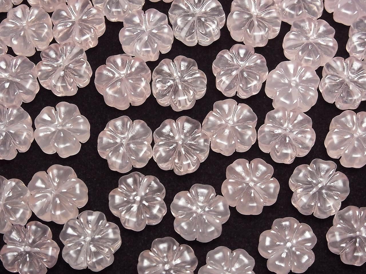 Rose Quartz AAA Flower Motif 14mm [Drilled Hole] 1pc