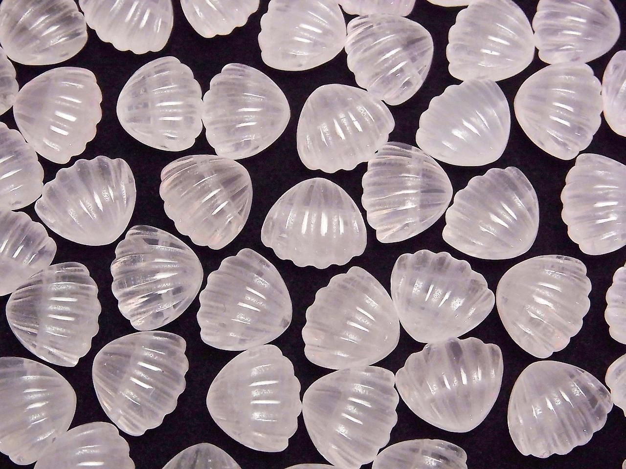 Rose Quartz AAA- Shell Motif 12x14mm [Horizontal hole] 2pcs