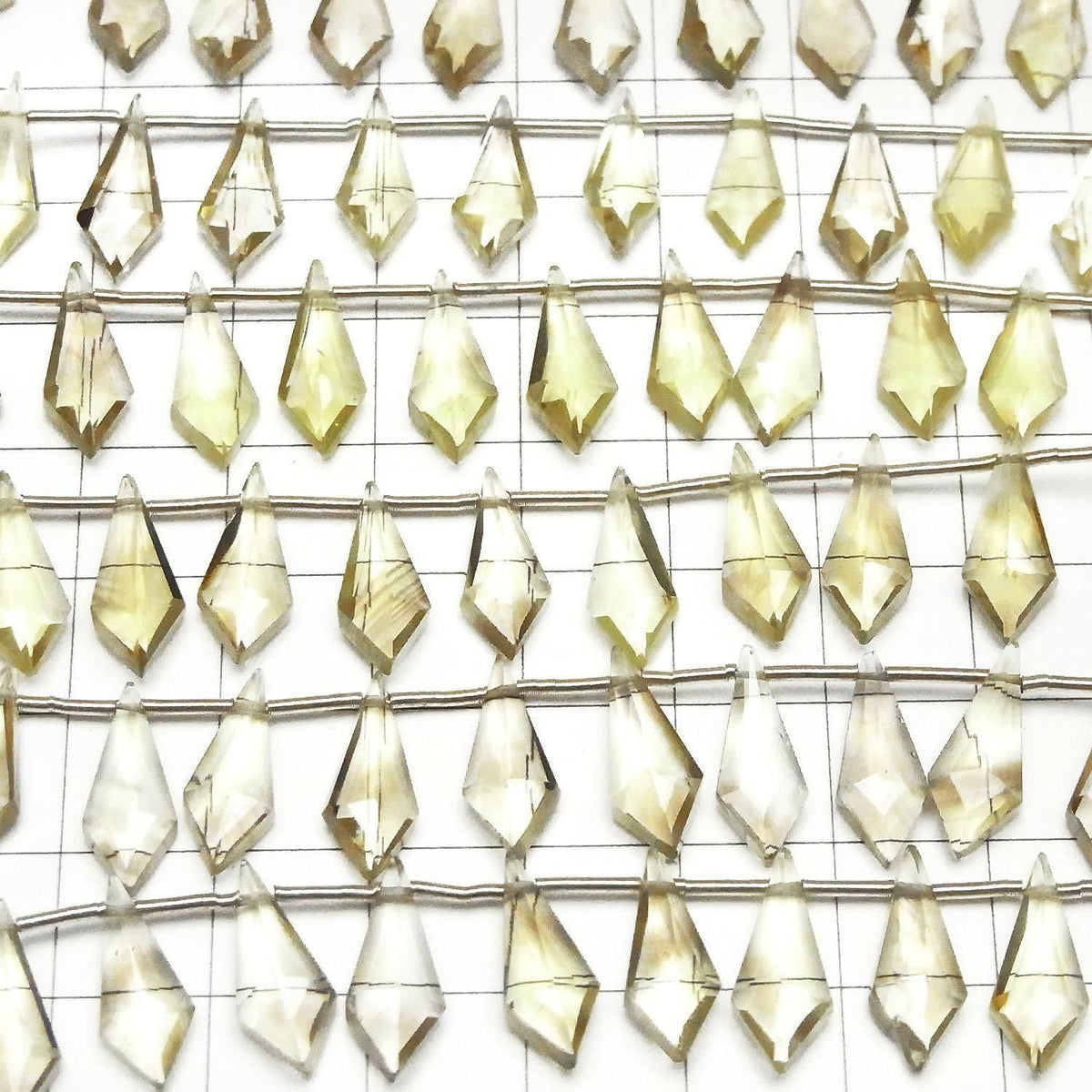 High Quality Lemon x Smoky Quartz AAA Deformed Diamond Shape 15x6mm 1strand beads (8pcs )