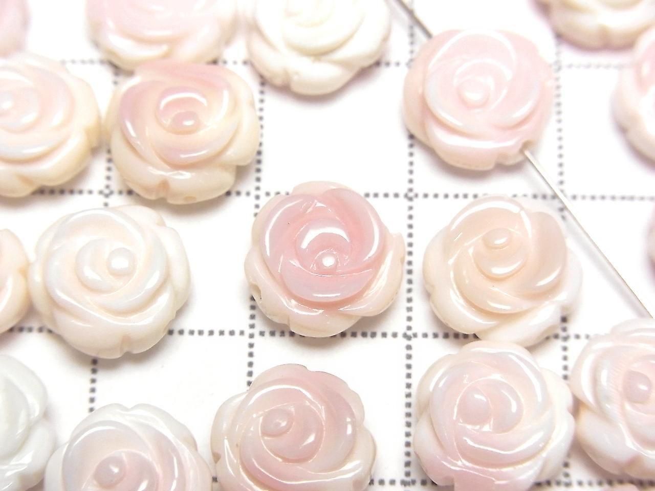 Queen Conch Shell AAA Rose Carving (Both Side Finish) 10mm [Drilled Hole] 2pcs