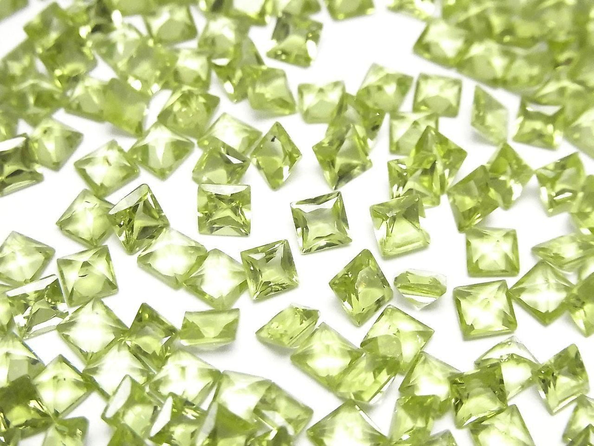 High Quality Peridot AAA Loose Stone Princess Cut 4x4mm 3pcs