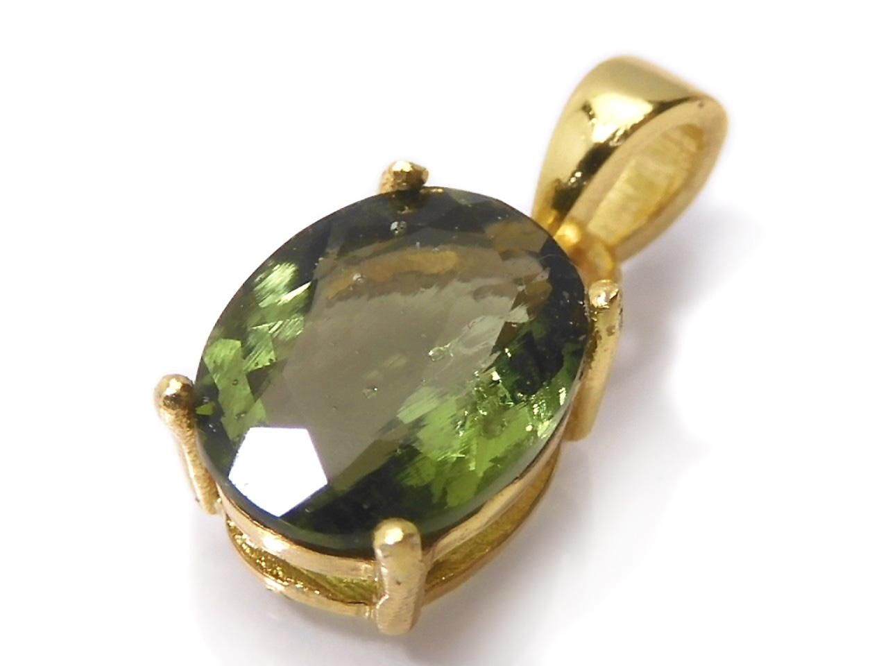 Moldavite AAA Faceted Pendant 18KGP NO.12 [One of a kind]