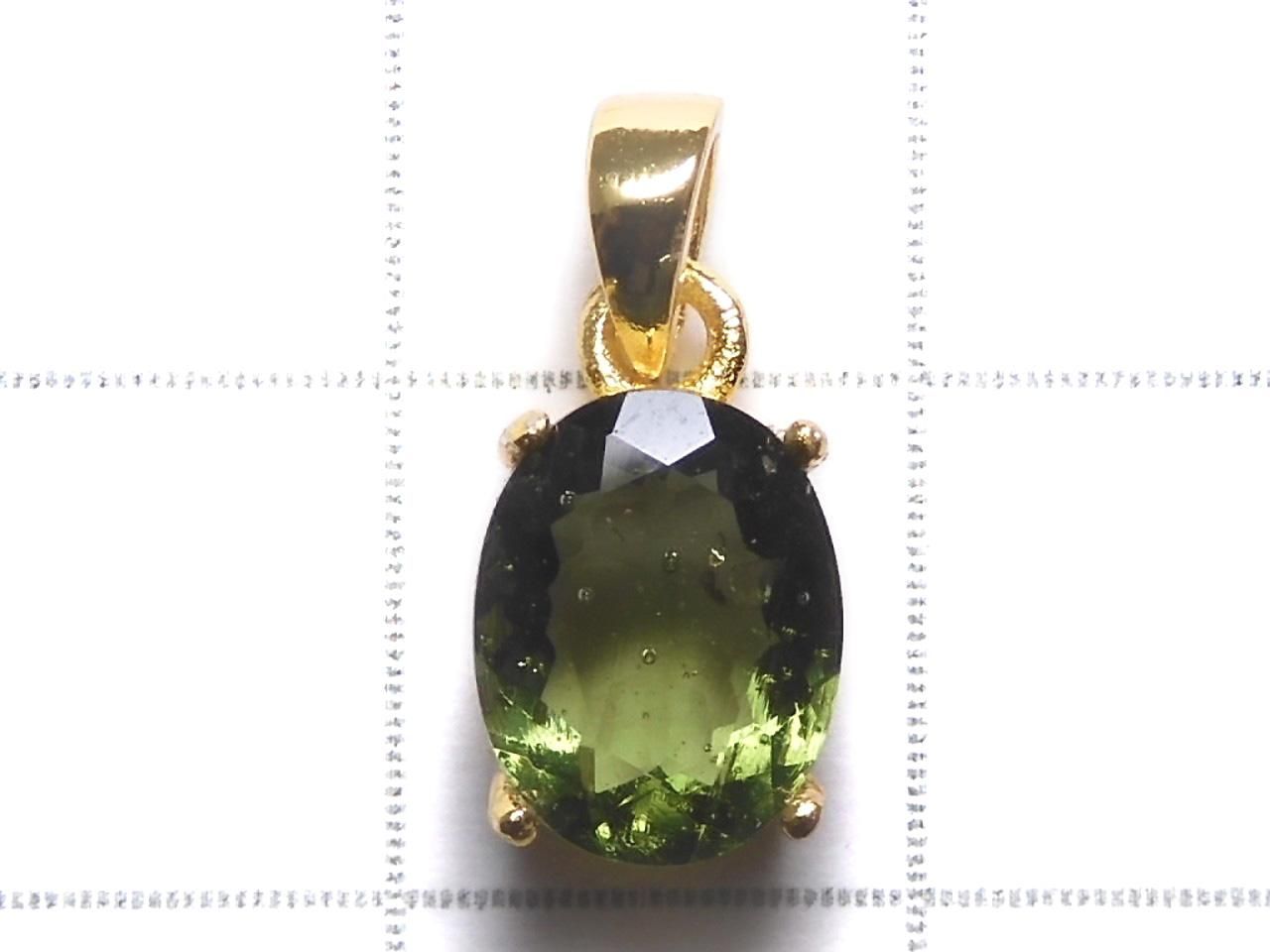 Moldavite AAA Faceted Pendant 18KGP NO.12 [One of a kind]