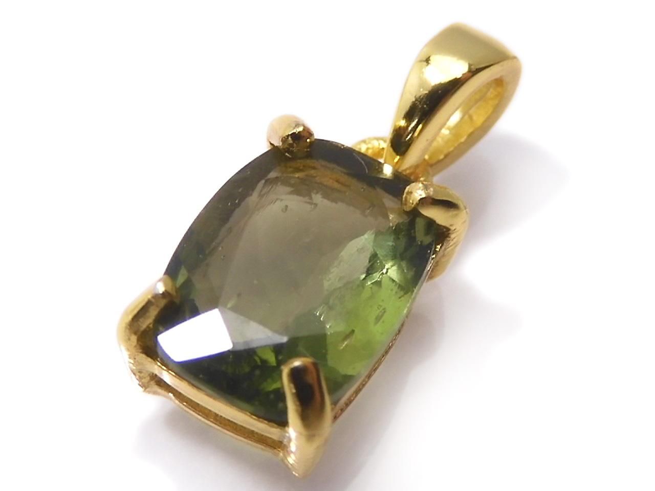 Moldavite AAA Faceted Pendant 18KGP NO.13 [One of a kind]