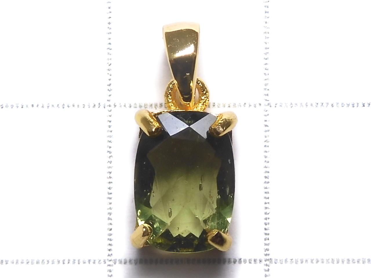 Moldavite AAA Faceted Pendant 18KGP NO.13 [One of a kind]