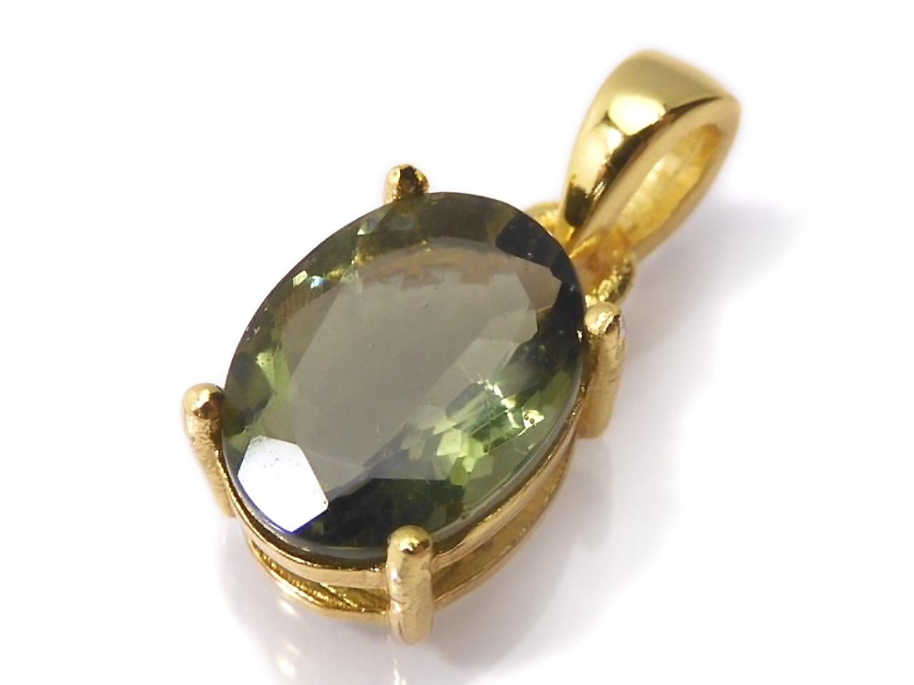 Moldavite AAA Faceted Pendant 18KGP NO.15 [One of a kind]
