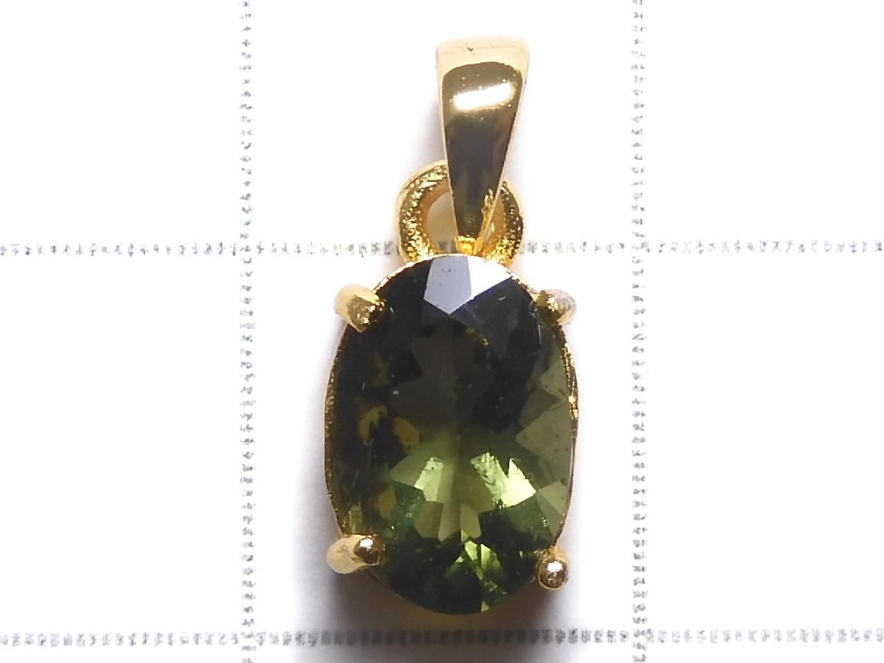 Moldavite AAA Faceted Pendant 18KGP NO.16 [One of a kind]