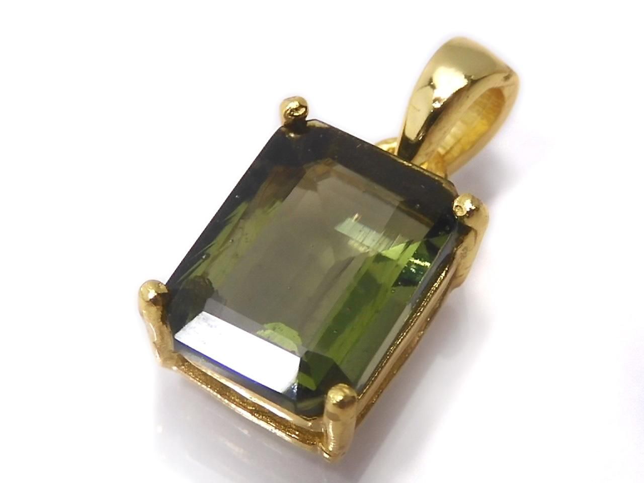 Moldavite AAA Faceted Pendant 18KGP NO.18 [One of a kind]