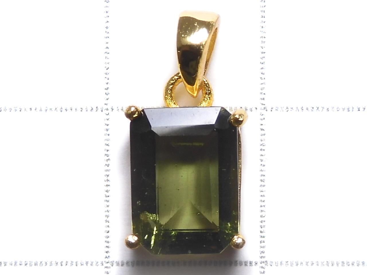 Moldavite AAA Faceted Pendant 18KGP NO.18 [One of a kind]
