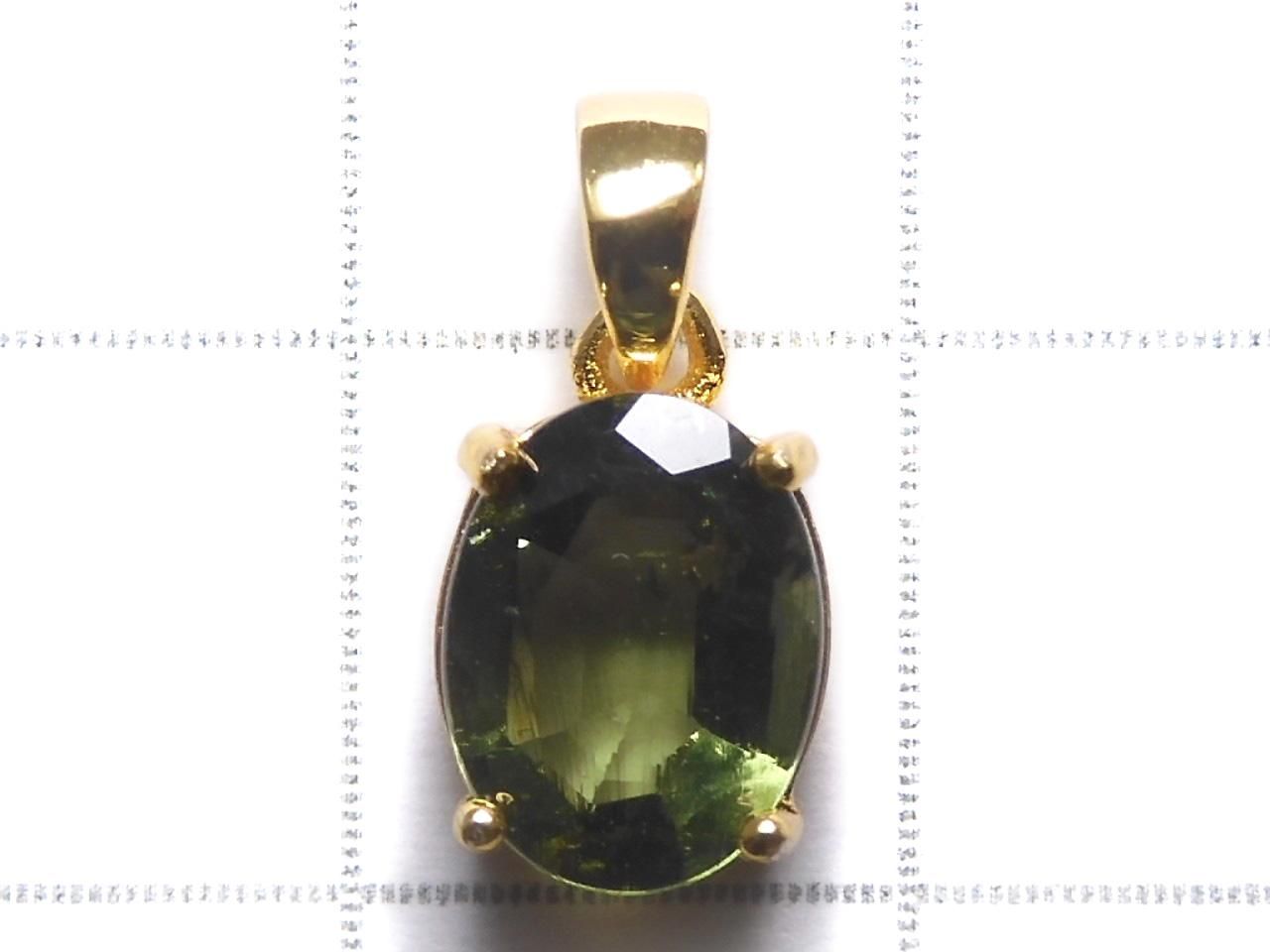 Moldavite AAA Faceted Pendant 18KGP NO.19 [One of a kind]
