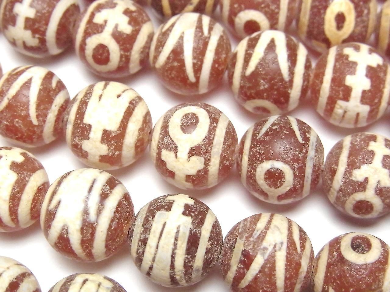 Nobleman Dzi Bead (Kijin Tenju) Round 12mm Red-Brown Half or 1strand beads Bead (approx. 11 inches/27 cm)