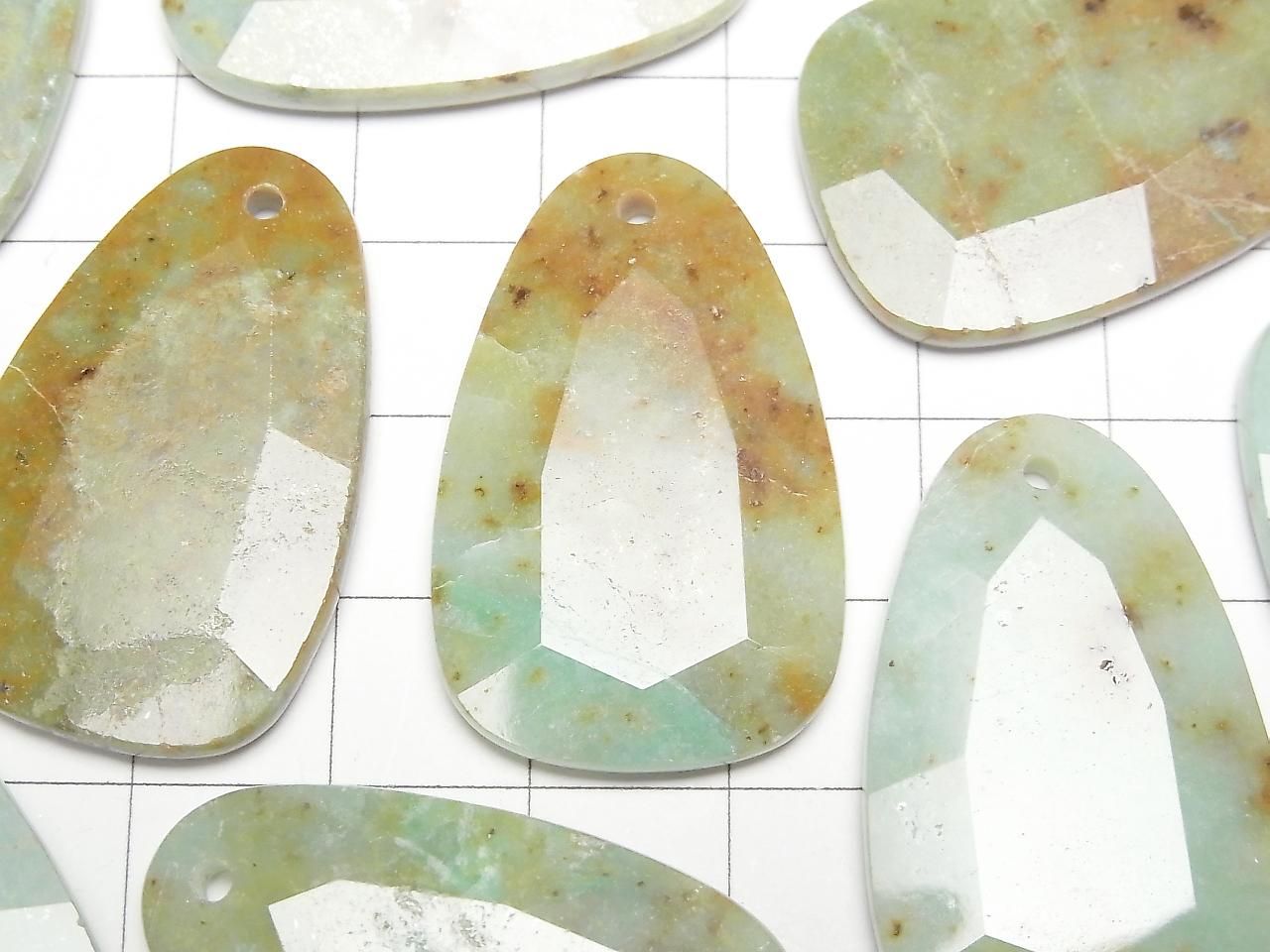 African Turquoise Flat Faceted Nugget 33x21mm 2pcs