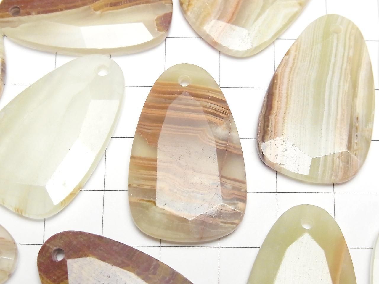 Calcite Flat Faceted Nugget 33x21mm 2pcs