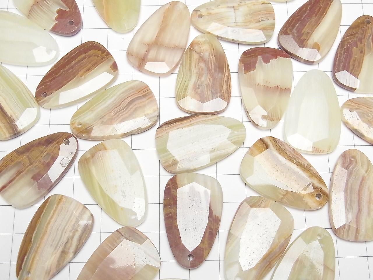 Calcite Flat Faceted Nugget 33x21mm 2pcs