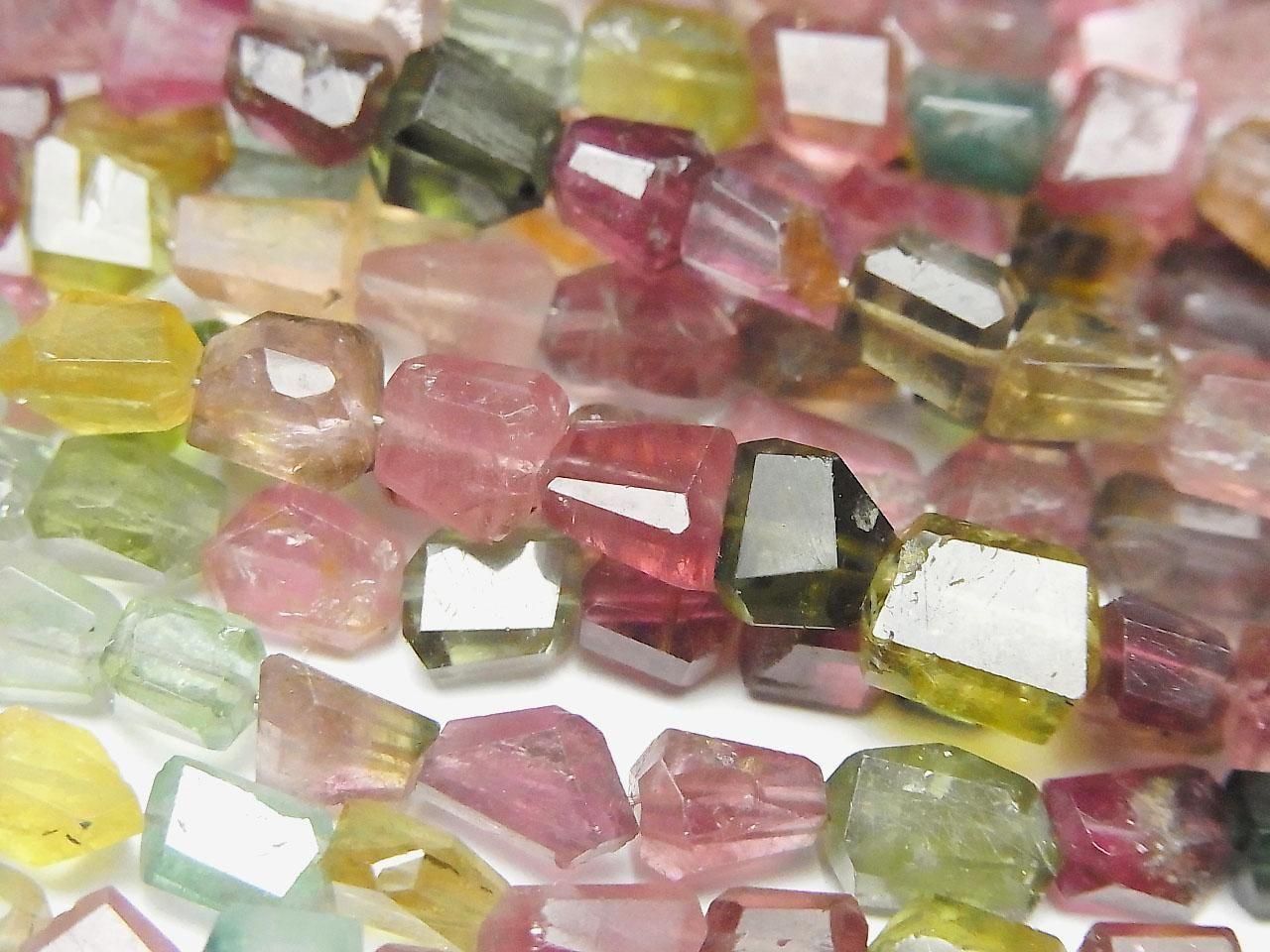 Multicolor Tourmaline AA++ Faceted Nugget half or 1strand beads beads (approx. 7 inches/18 cm)