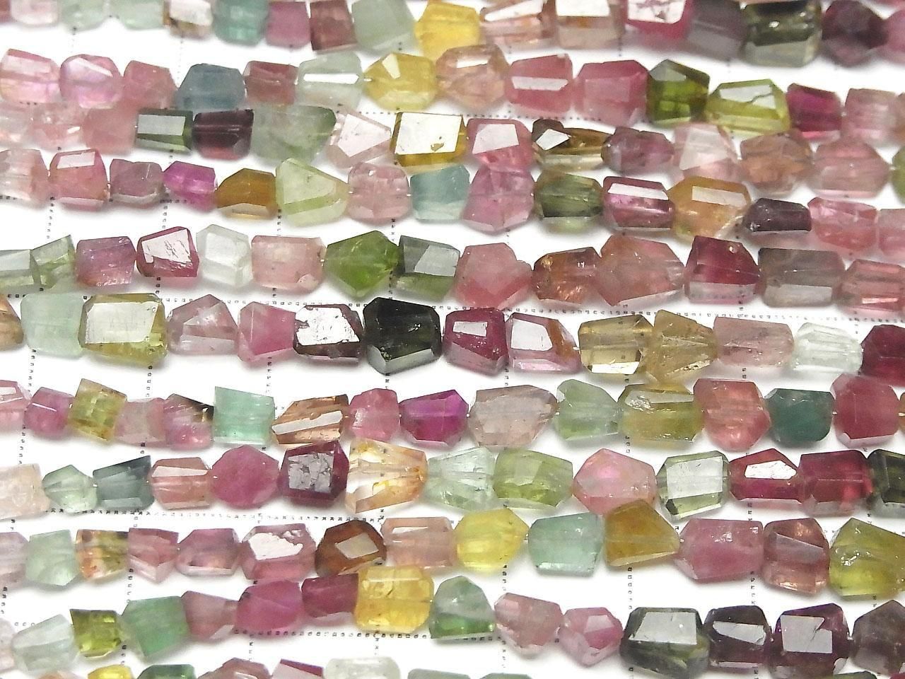 Multicolor Tourmaline AA++ Faceted Nugget half or 1strand beads beads (approx. 7 inches/18 cm)