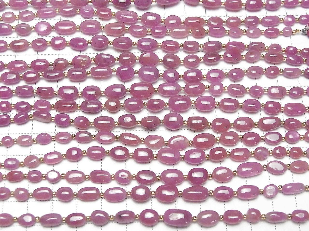 Ruby (Pink Sapphire) AA++ Oval-Nugget half or 1strand beads (approx. 7 inches/18 cm)