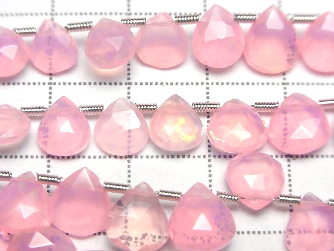Ethiopian pink color Opal Chestnut Faceted Briolette half or 1strand beads (approx. 7 inches/18 cm)