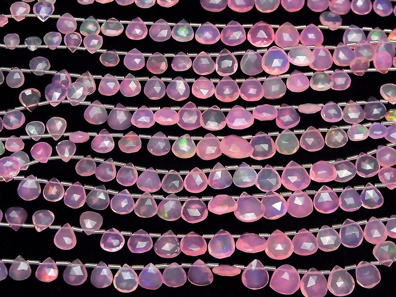 Ethiopian pink color Opal Chestnut Faceted Briolette half or 1strand beads (approx. 7 inches/18 cm)