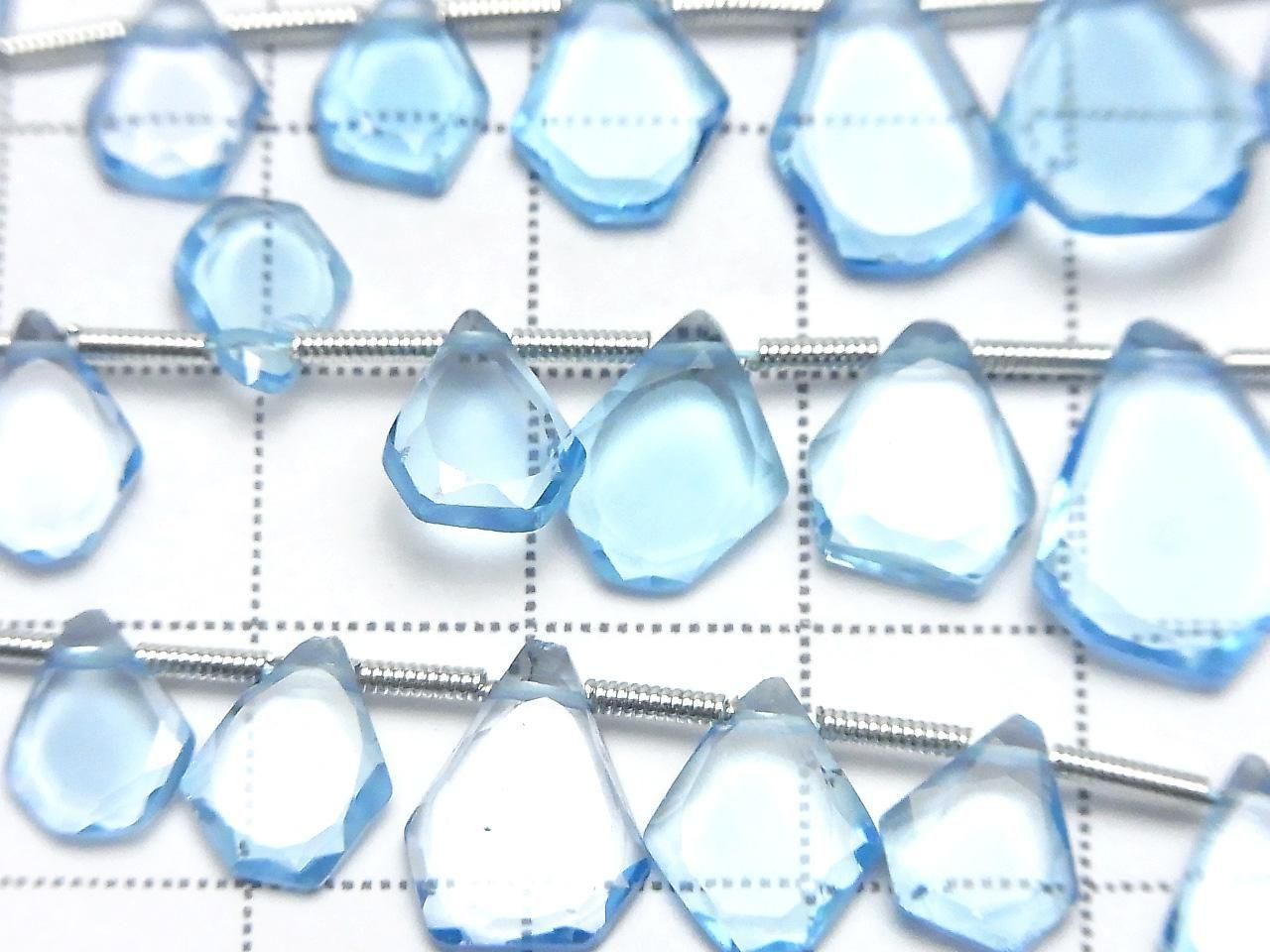 High Quality Swiss Blue Topaz AAA- Rough Slice Faceted Half or 1strand beads (approx. 7 inches/18 cm)