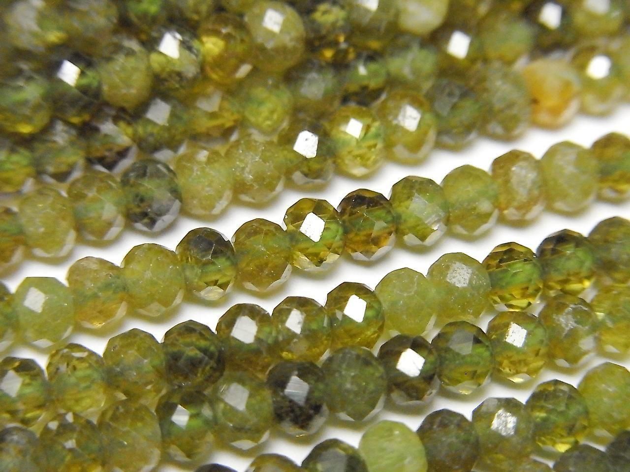 Idocrase Vesuvianite Faceted Button Rondelle 4x4x3mm half or 1strand beads (aprx.15inch/38cm)High Quality!