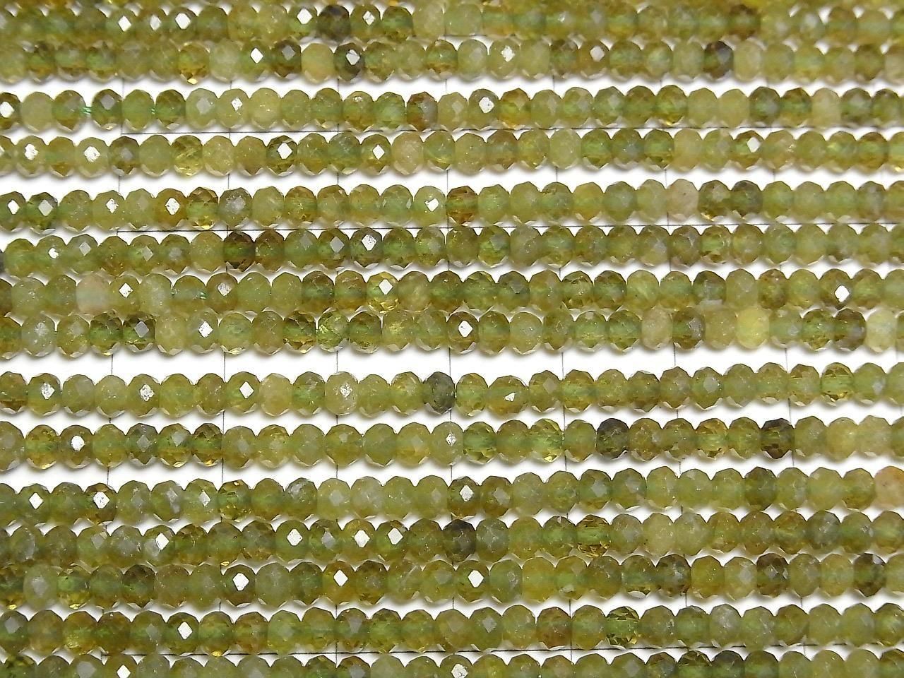 Idocrase Vesuvianite Faceted Button Rondelle 4x4x3mm half or 1strand beads (aprx.15inch/38cm)High Quality!