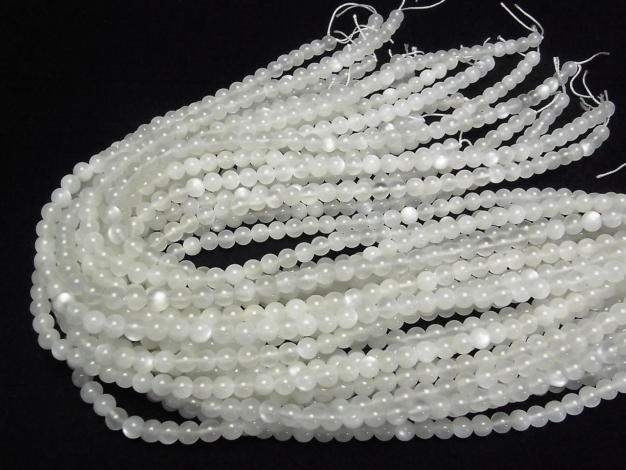 White-Light Gray Moonstone AAA- Round 6mm half or 1strand beads (approx. 15 inches/38 cm)