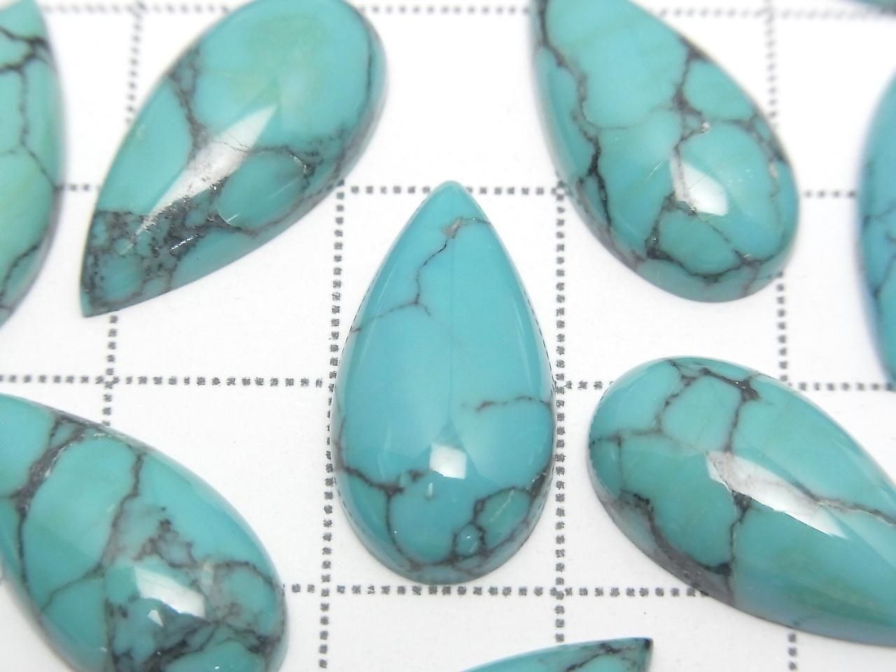 Turquoise AAA Pear shape Cabochon 20x10mm Patterned 1pc