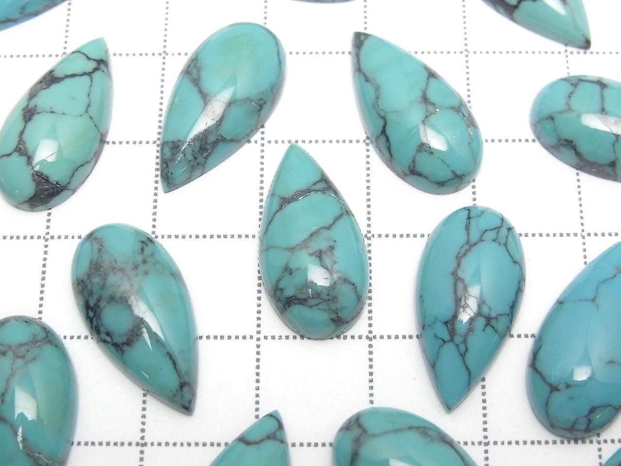 Turquoise AAA Pear shape Cabochon 20x10mm Patterned 1pc