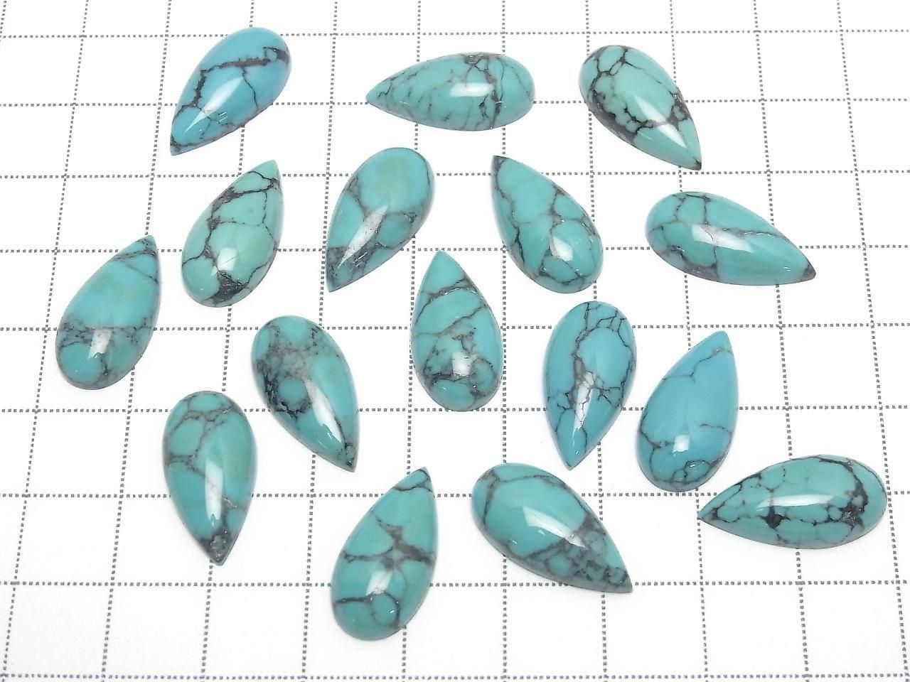 Turquoise AAA Pear shape Cabochon 20x10mm Patterned 1pc